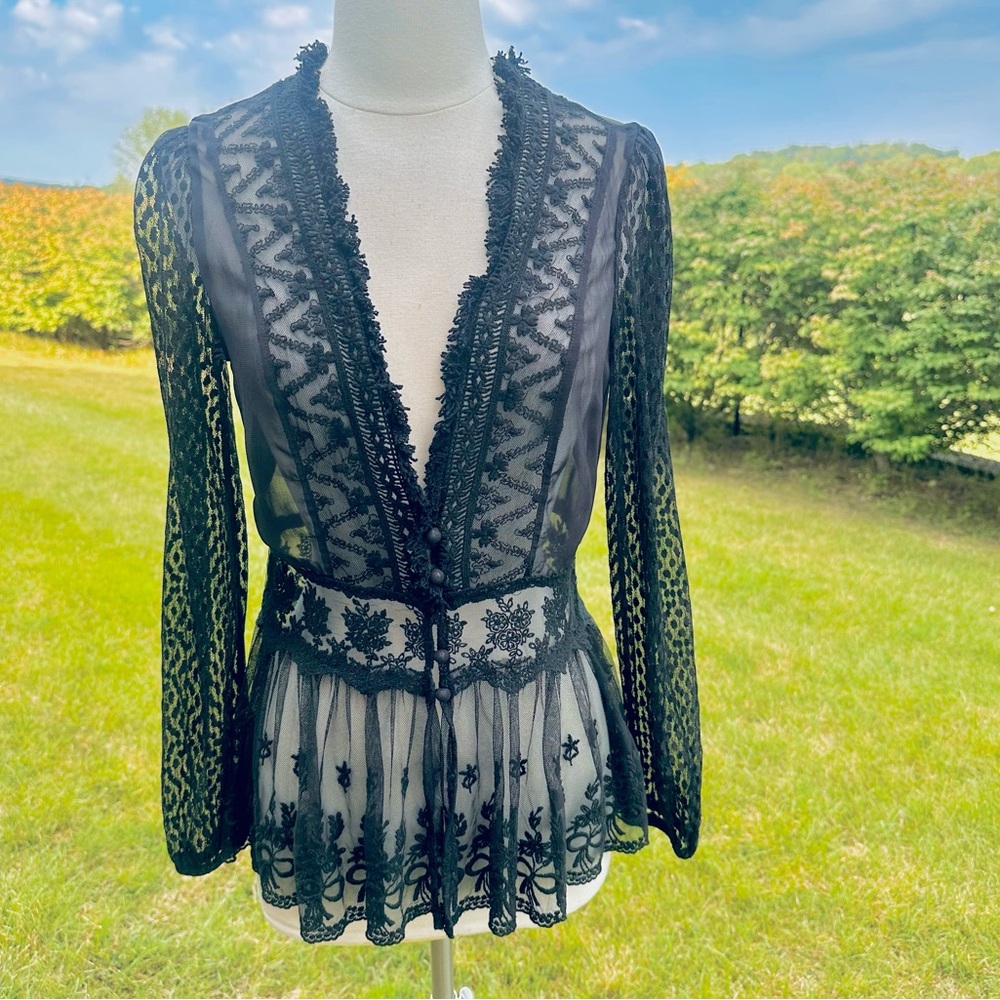 A’reve black lace sheer top